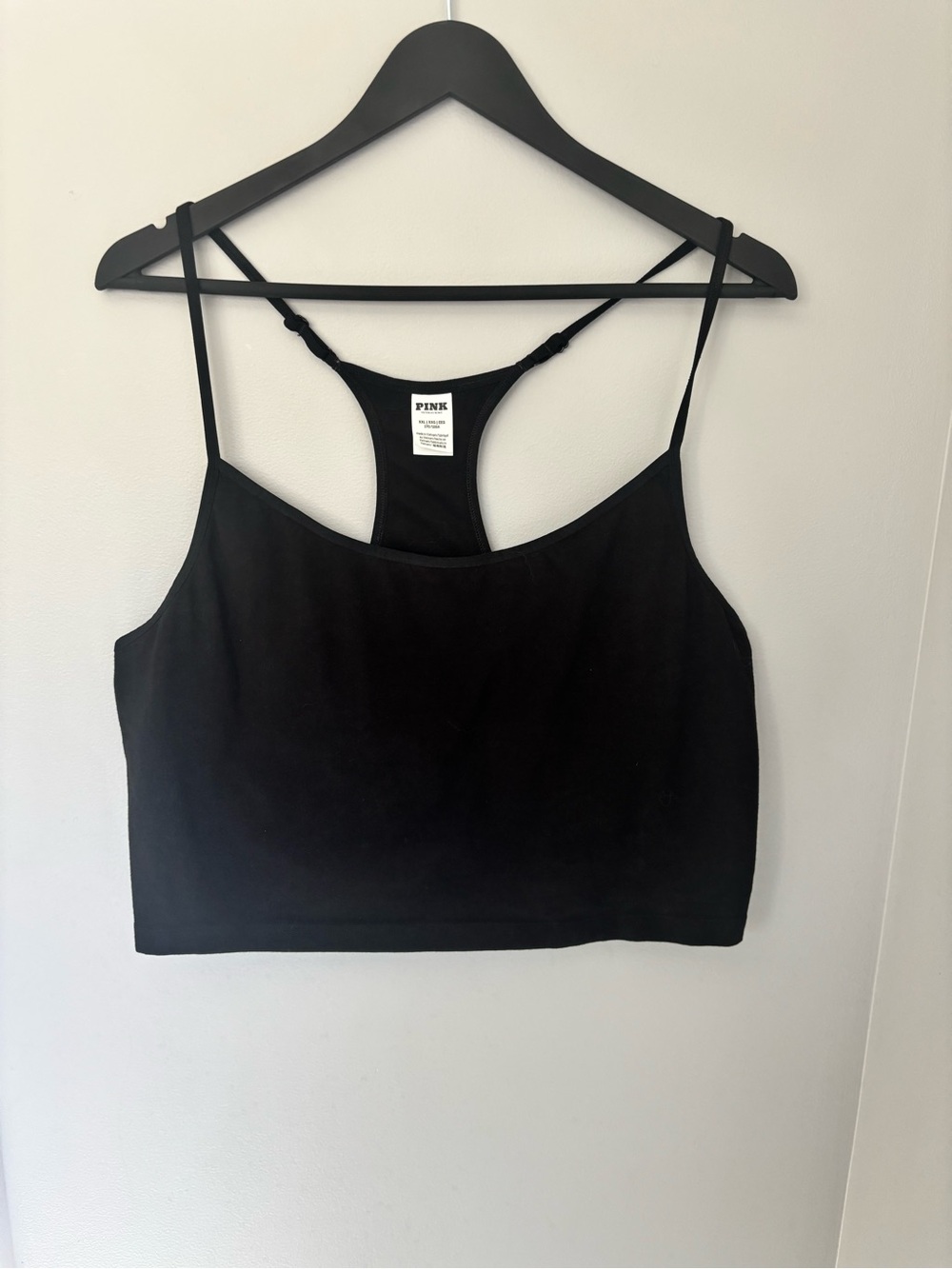 VS PINK Black Racerback Cropped Tank - Size XXL